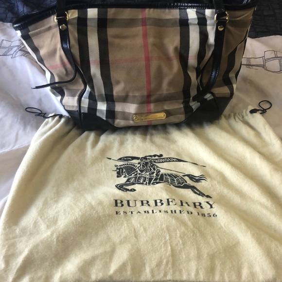 ❤️❤️HP ✨ VINTAGE BURBERRY canvas and leather bag - Picture 2 of 15
